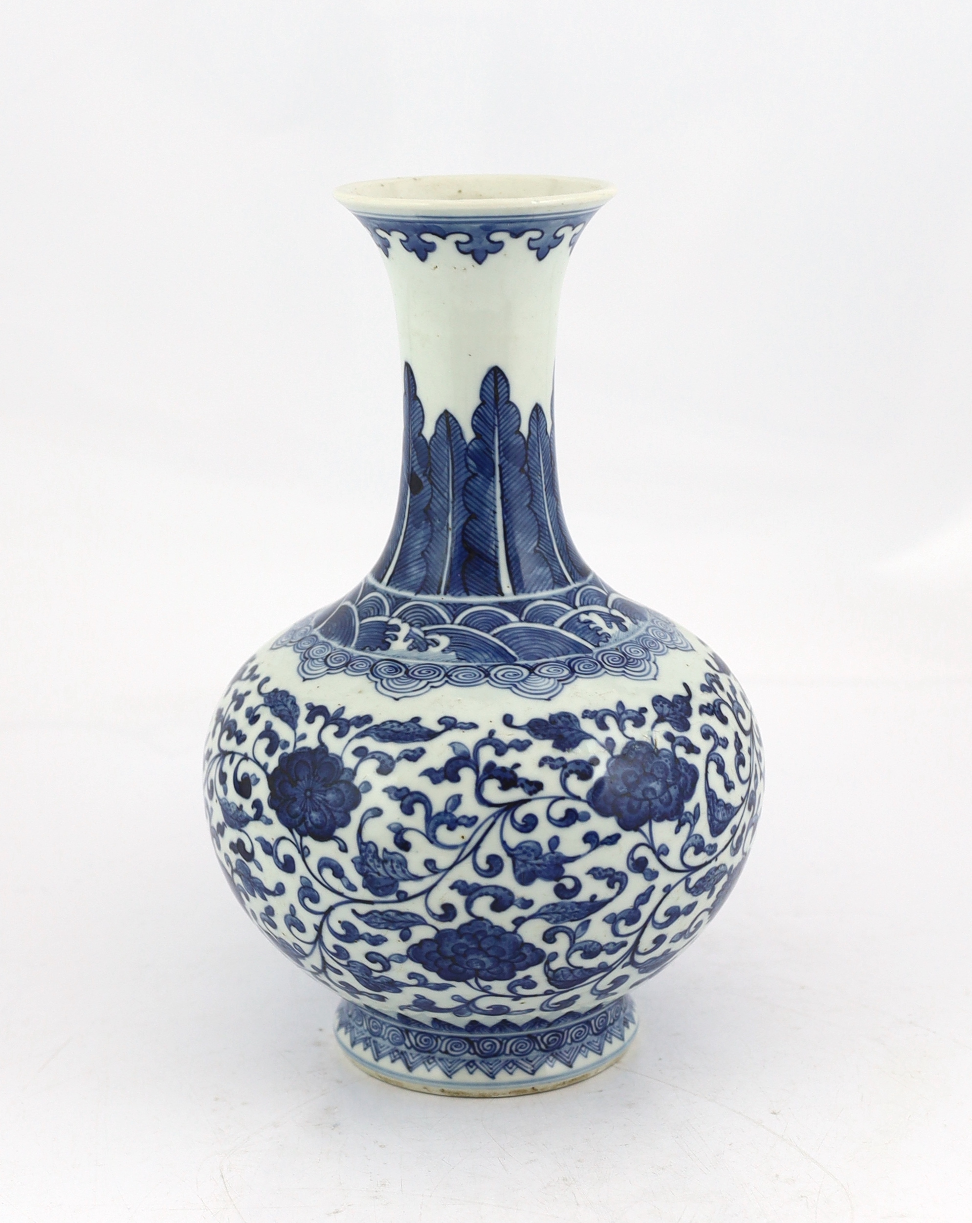 A Chinese blue and white ‘lotus’ vase, 20th century